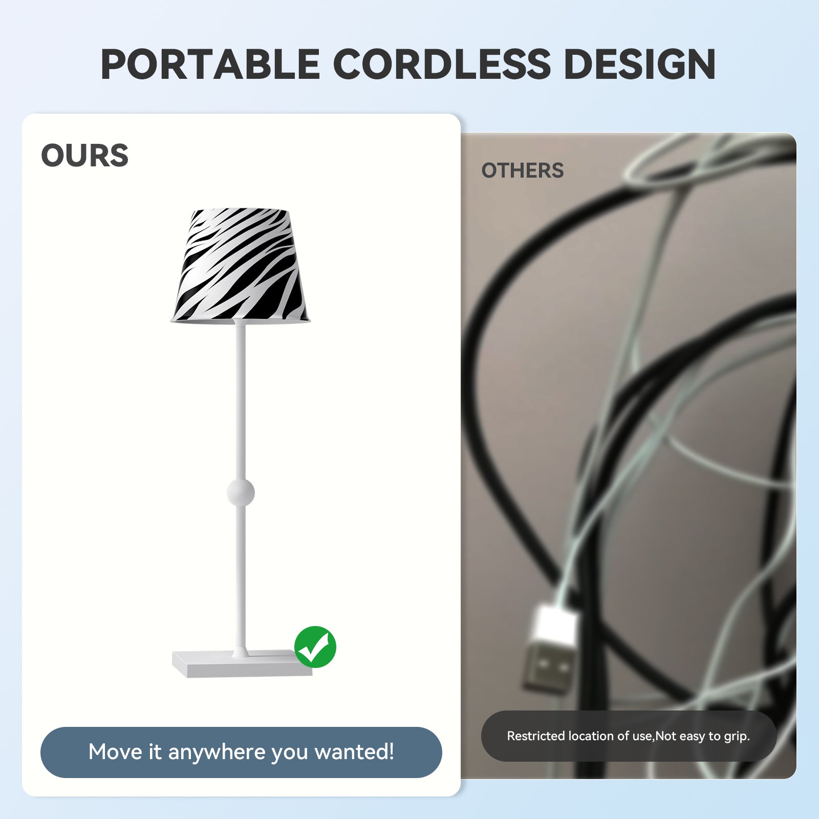 Cordless Table Lamp Silva A Printed Model Limited Version - LED Portable & Rechargeable Touch Dimmable