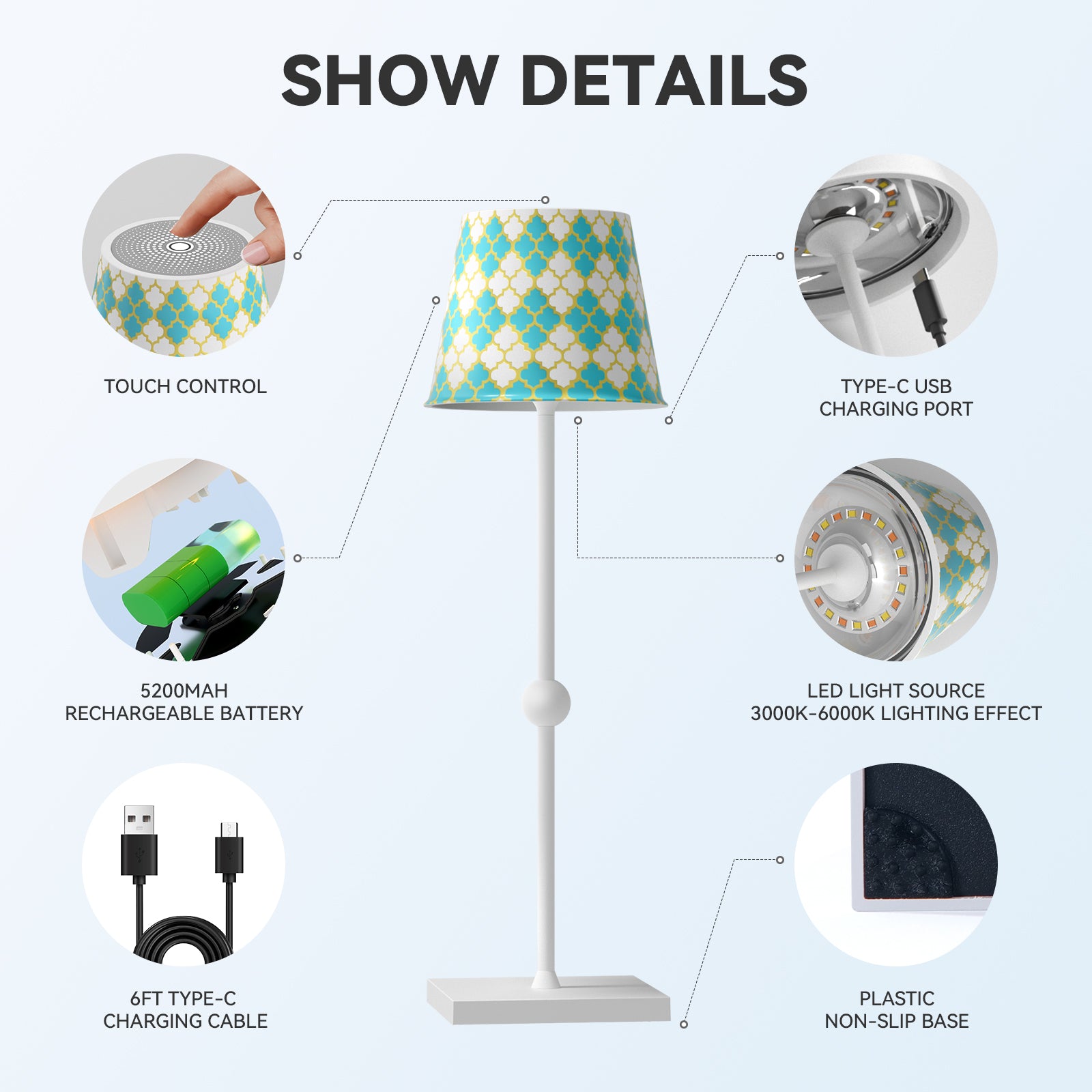 Cordless Table Lamp Silva A Printed Model Limited Version - LED Portable & Rechargeable Touch Dimmable