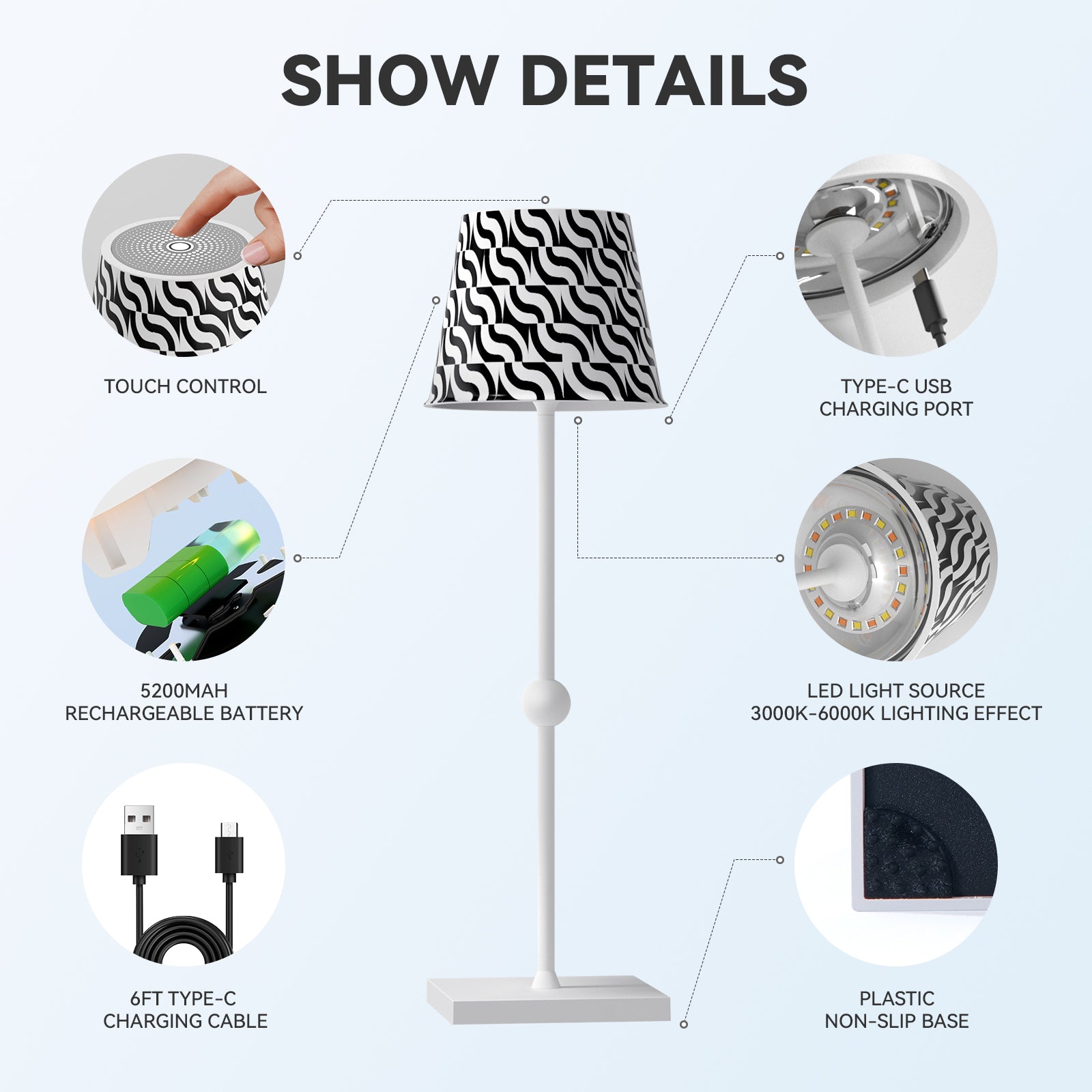 Cordless Table Lamp Silva A Printed Model Limited Version - LED Portable & Rechargeable Touch Dimmable