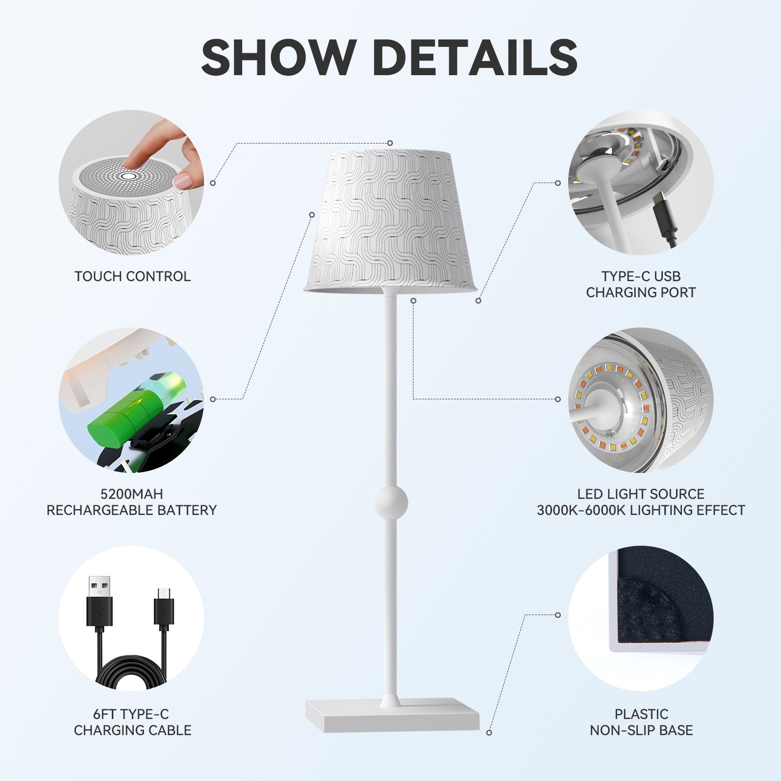 Cordless Table Lamp Silva A Printed Model Limited Version - LED Portable & Rechargeable Touch Dimmable