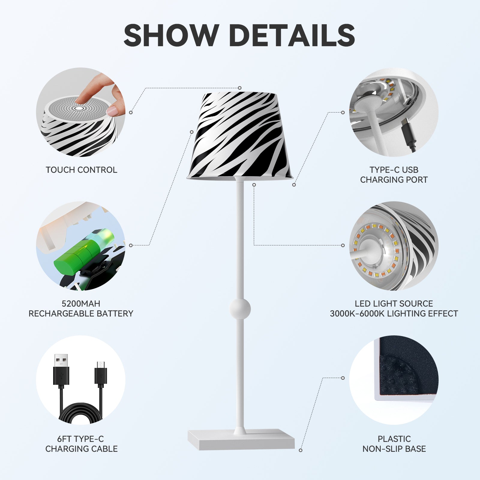 Cordless Table Lamp Silva A Printed Model Limited Version - LED Portable & Rechargeable Touch Dimmable