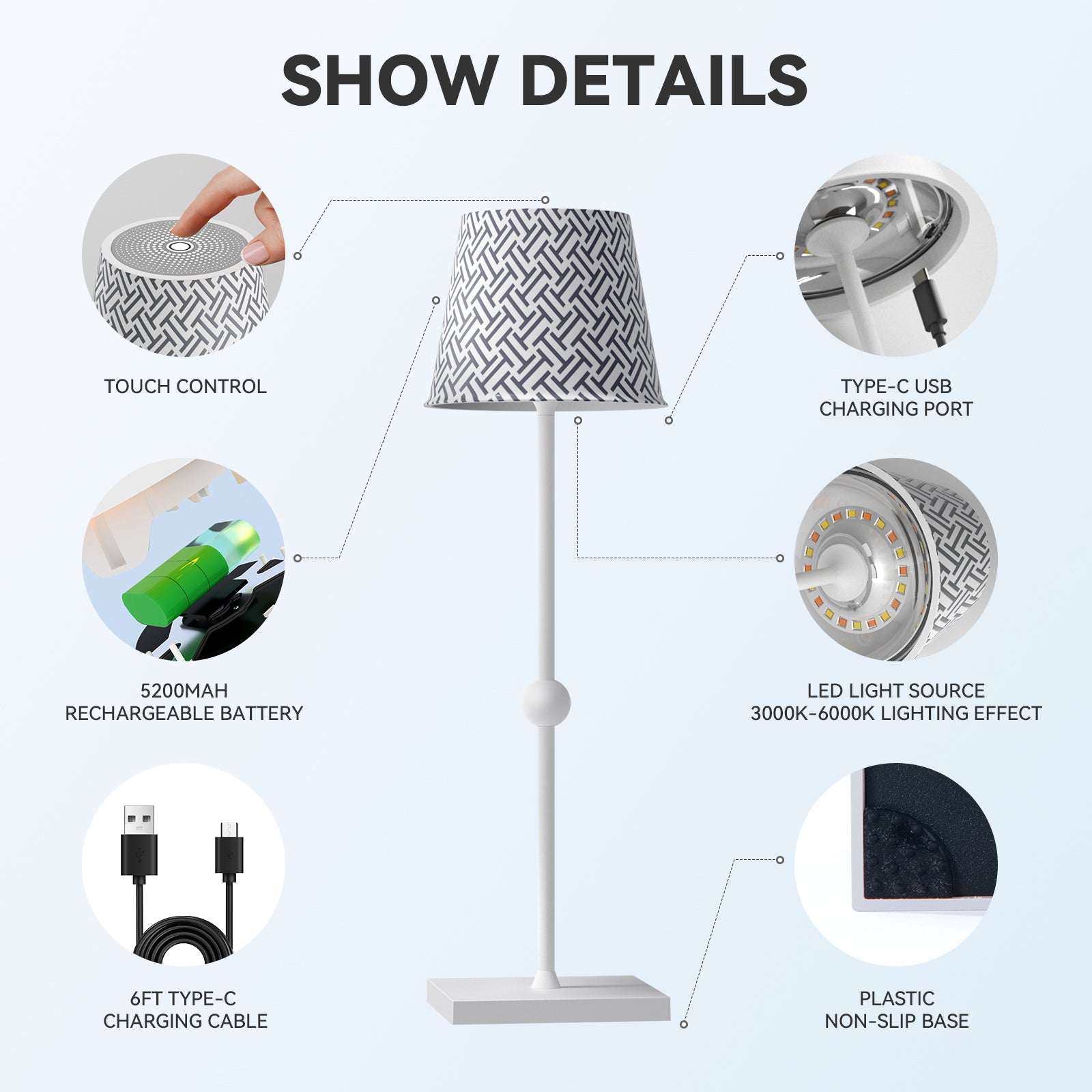 Cordless Table Lamp Silva A Printed Model Limited Version - LED Portable & Rechargeable Touch Dimmable