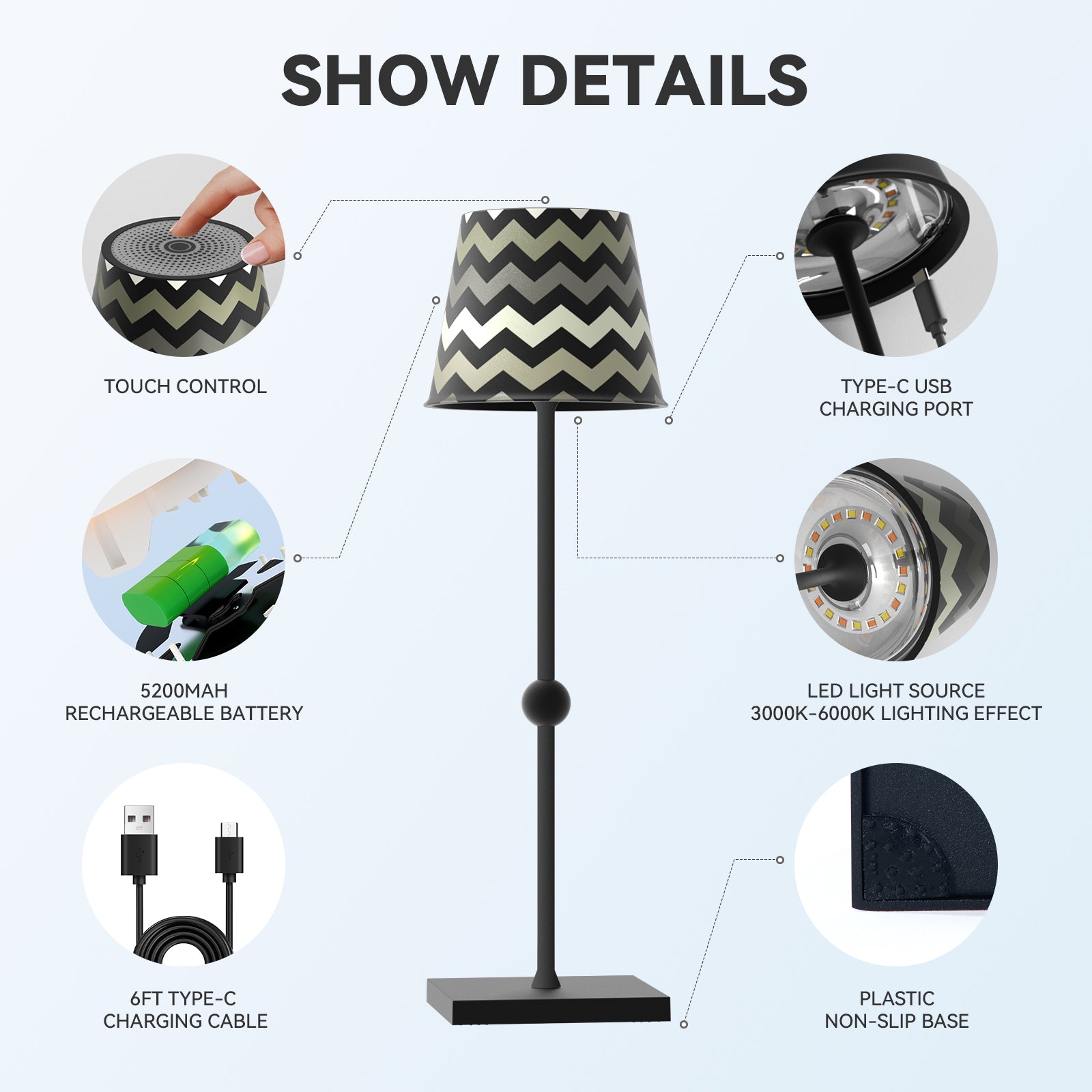 Cordless Table Lamp Silva A Printed Model Limited Version - LED Portable & Rechargeable Touch Dimmable