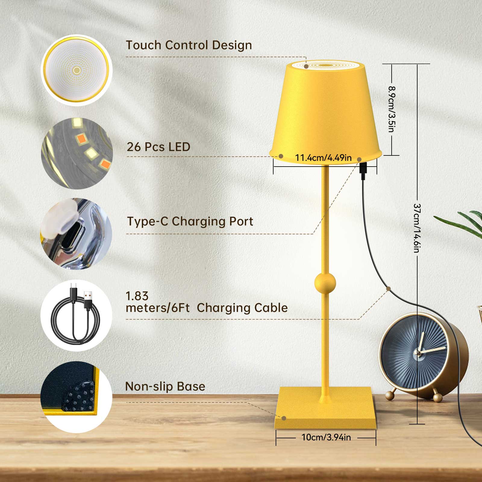 Huiveoo Cordless Table Lamp Silva-A Gold