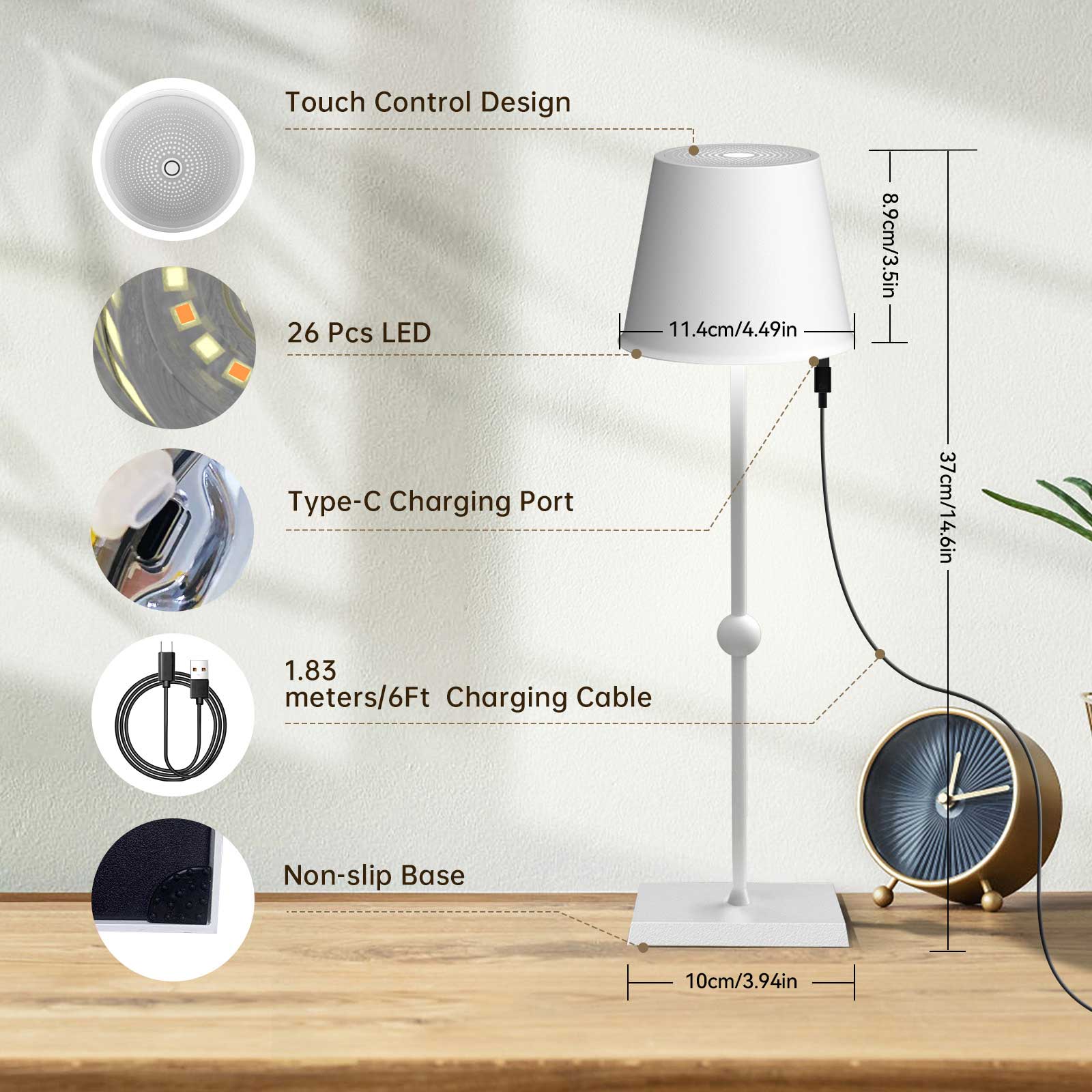 Huiveoo Cordless Table Lamp Silva-A white