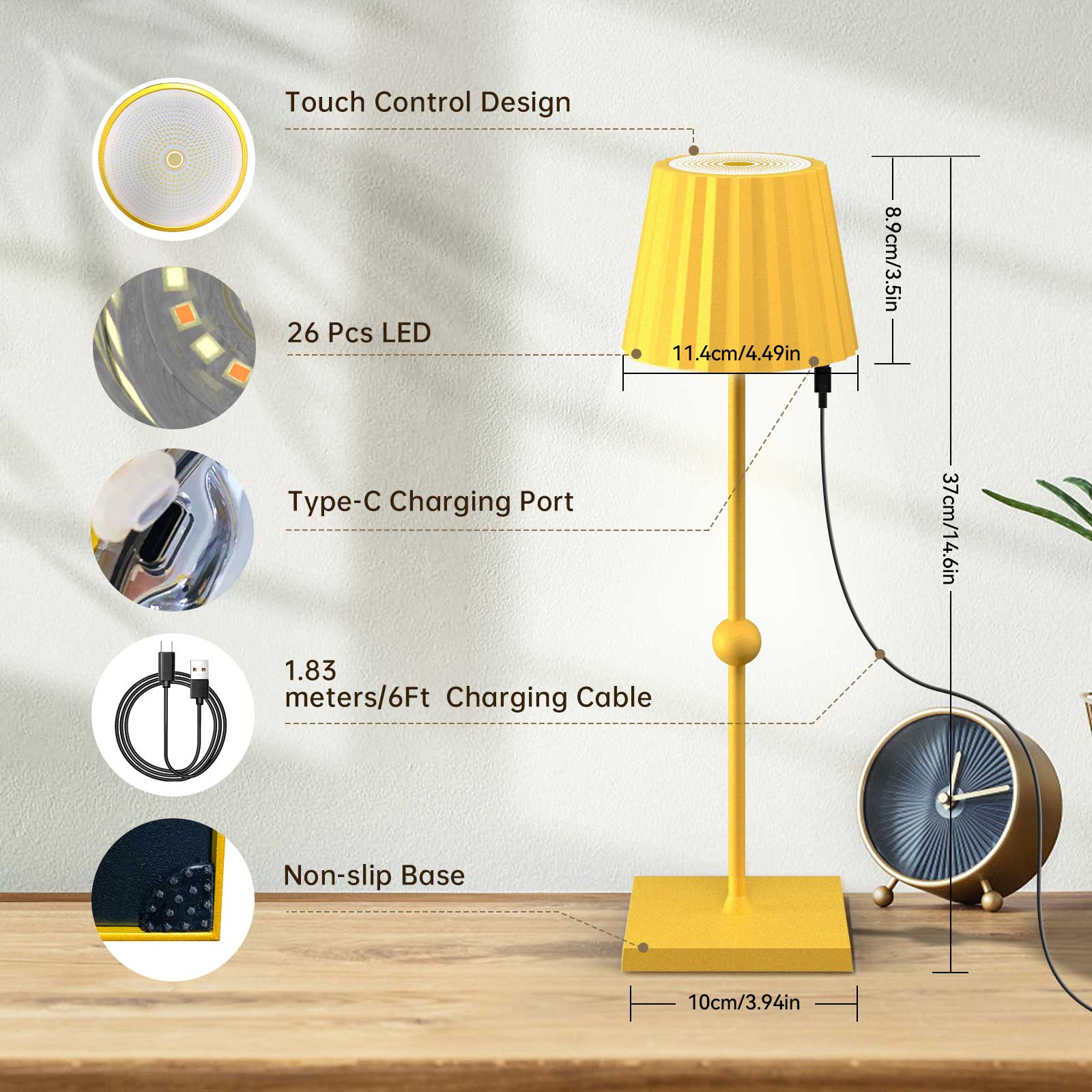 Huiveoo Cordless Table Lamp Silva-B gold