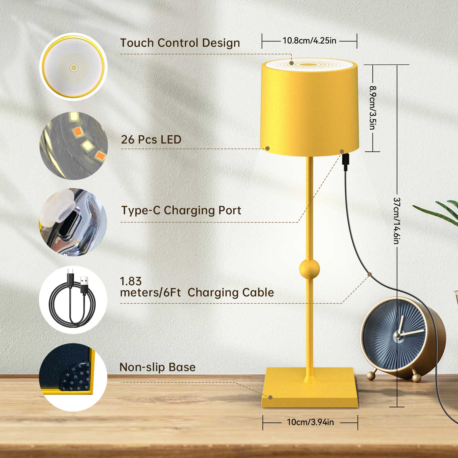 Huiveoo Cordless Table Lamp Silva-C Gold