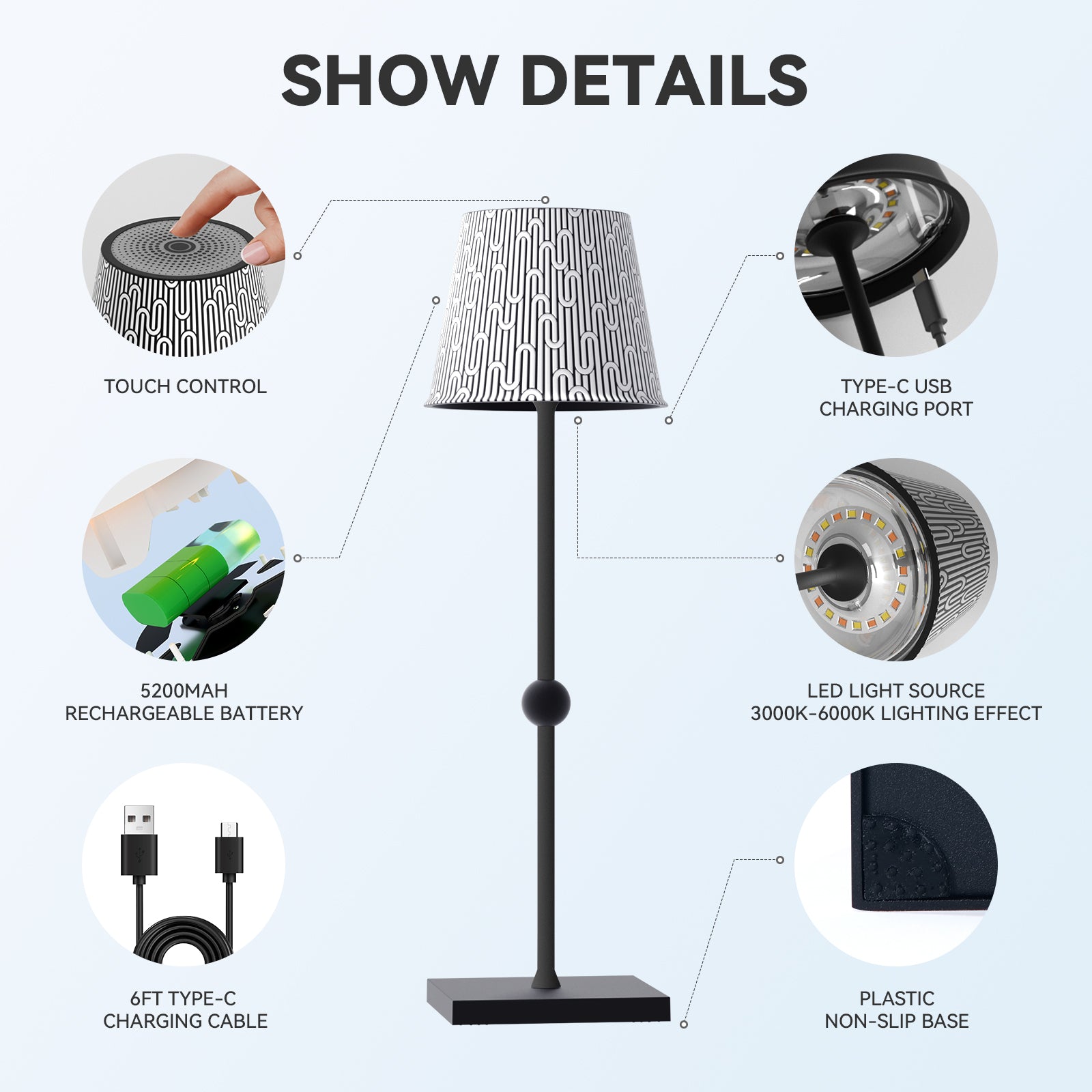 Cordless Table Lamp Silva A Printed Model Limited Version - LED Portable & Rechargeable Touch Dimmable